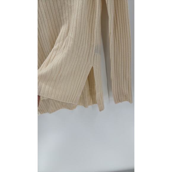 Rag & Bone Sweater Size S Ivory Cashmere Rib Knit Pullover Satin Shoulders hi lo - Picture 4 of 8